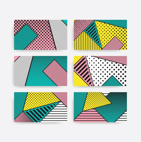 Tendenza colorata pop art modello geometrico impostato — Vettoriale Stock