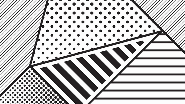Pola geometris seni pop hitam dan putih - Stok Vektor