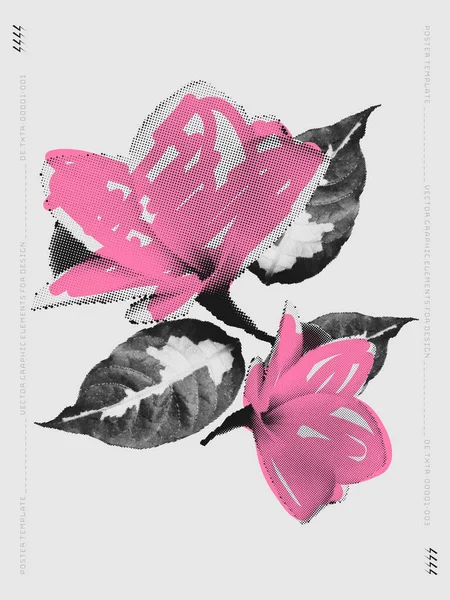 Composición Vectorial Flores Medio Tono Alta Calidad Lirios Rosa Manchado — Archivo Imágenes Vectoriales