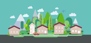 Flat design nature landscape tourism vikend web poster