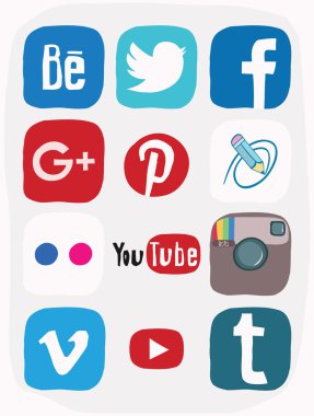 Facebook, instagram, google artı simgesi sosyal medya, renk doodle