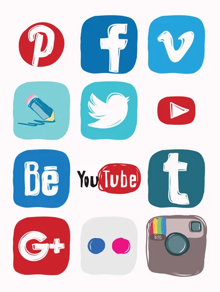 Facebook, instagram, google artı simgesi sosyal medya, renk doodle