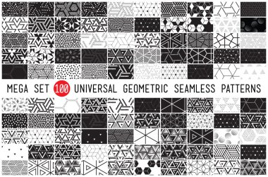 100 Universal different geometric seamless patterns