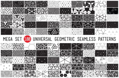 100 Universal different geometric seamless patterns clipart