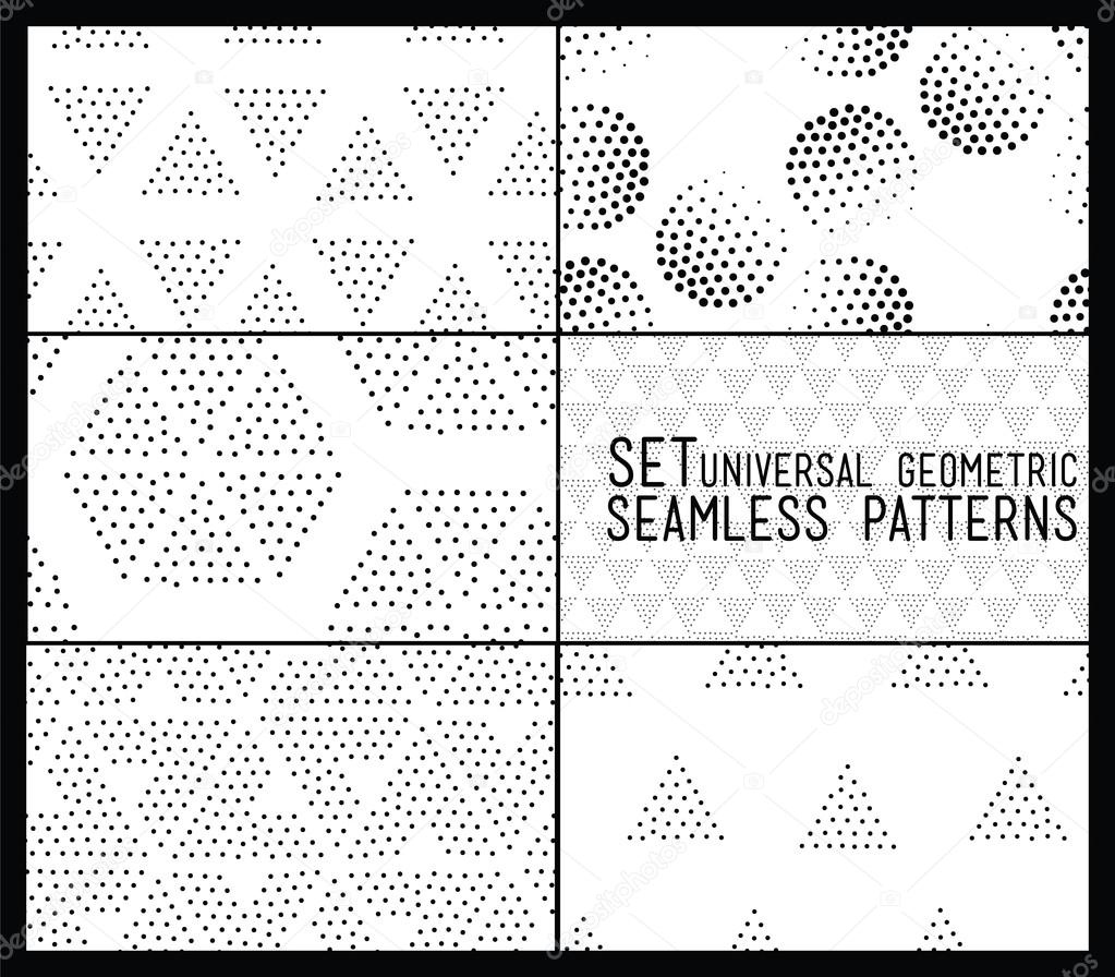 Set of universal vector geometric seamless pattern