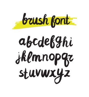 Beyaz arka plan üzerinde el yazısı fırça alfabe vektör. El çizmek