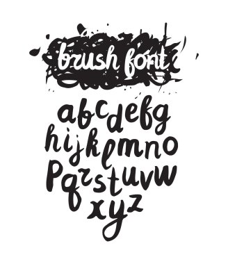 El yazısı fırça alfabe grunge arka plan üzerinde vektör. El dra