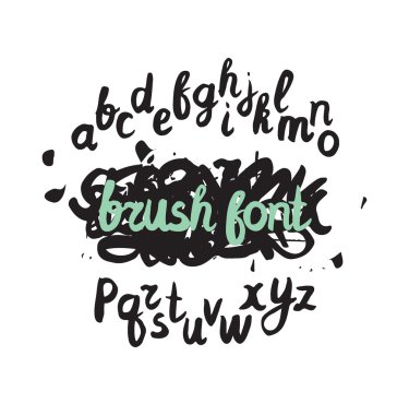 El yazısı fırça alfabe grunge arka plan üzerinde vektör. El dra
