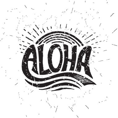 Aloha surfing lettering. Vector calligraphy illustration
