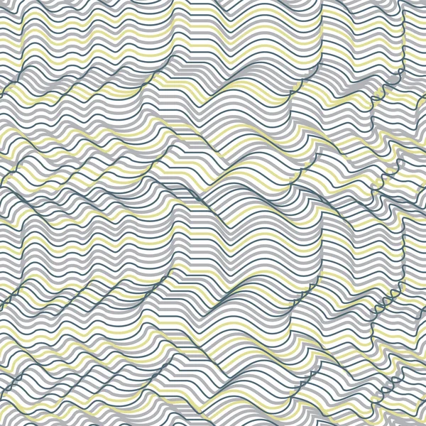 Padrão sem costura listrado geométrico vetorial. Repetindo abstrato caótico linhas onduladas gradação em preto e branco —  Vetores de Stock