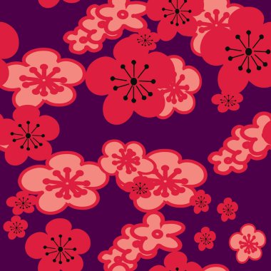 Vektör mor arka plan. Pembe kiraz çiçekleri. pürüzsüz kalıp arkaplanı.