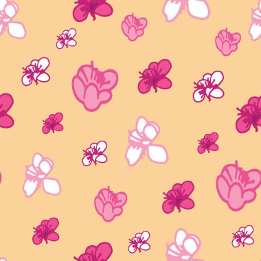 Vektör pastel arka plan pembe, mor beyaz manolya çiçekleri, özgürlük, kusursuz desen arkaplan