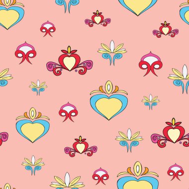 Vektör pastel arka plan Brittany Kelt, Breton geleneksel folklor sembolleri kusursuz desen. Kusursuz desen arkaplanı