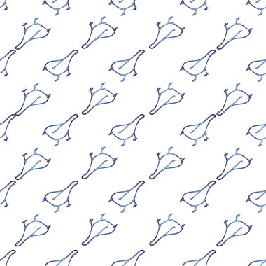 Vector white background birds silhouette seamless pattern. Blue tit, Purple Finch, Seamless pattern background