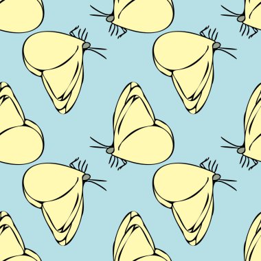 Vektör beyaz arka plan papatya çiçekleri, yabani çiçekler ve kelebekler, böcekler. Kusursuz desen arkaplanı