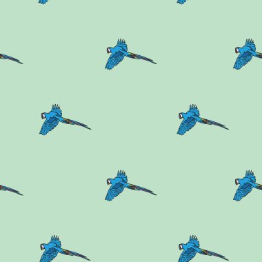 Vektör yeşil arka plan tropikal kuşlar, papağanlar, papağanlar, egzotik papağan kuşları. Kusursuz desen arkaplanı