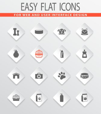 Goods for pets icons set clipart