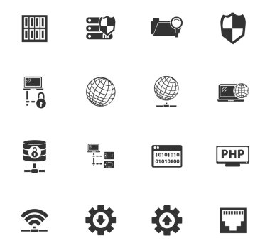 Internet, sunucu, ağ Icons set