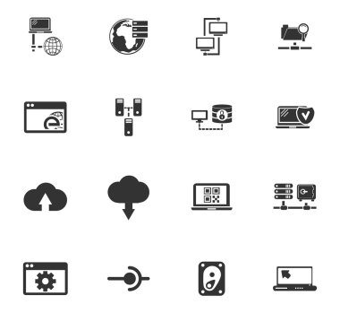 Internet, sunucu, ağ Icons set