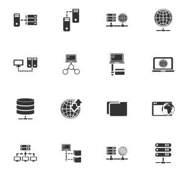 Internet, sunucu, ağ Icons set