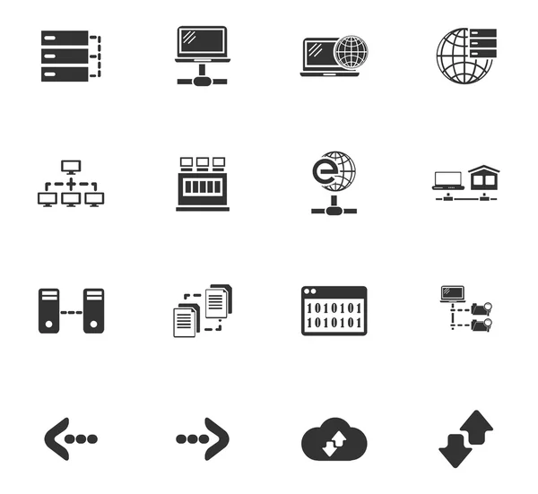 Internet, serveur, ensemble d'icônes réseau — Image vectorielle