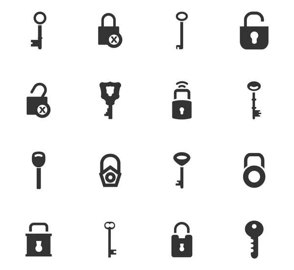 Slot en grendel icons set — Stockvector