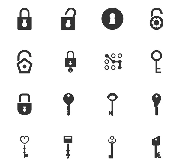 Set di icone serratura e chiave — Vettoriale Stock