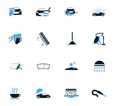 Oto yıkama duş hizmet Icons set