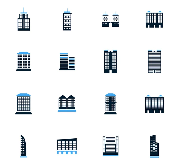 Edificios iconos conjunto — Vector de stock