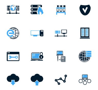 Internet, sunucu, ağ Icons set