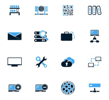 Internet, sunucu, ağ Icons set