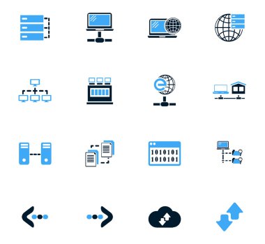 Internet, sunucu, ağ Icons set
