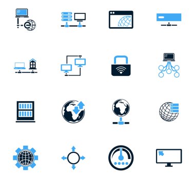 Internet, sunucu, ağ Icons set