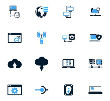 Internet, sunucu, ağ Icons set