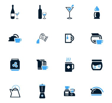 İçecekler Icons set hazırlanması için mutfak eşyaları