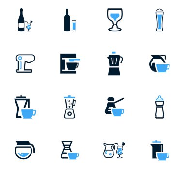 İçecekler Icons set hazırlanması için mutfak eşyaları