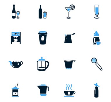 İçecekler Icons set hazırlanması için mutfak eşyaları