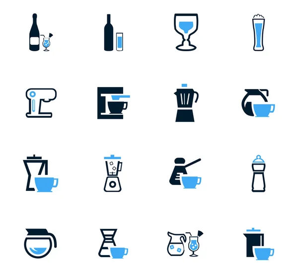 Köksredskap för beredning av drycker ikoner set — Stock vektor