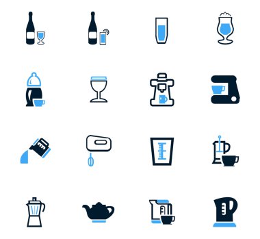 İçecekler Icons set hazırlanması için mutfak eşyaları