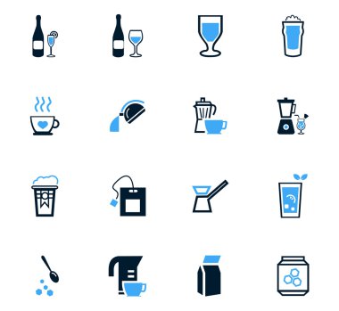 İçecekler Icons set hazırlanması için mutfak eşyaları