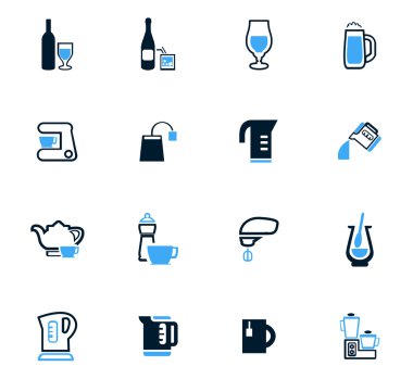 İçecekler Icons set hazırlanması için mutfak eşyaları