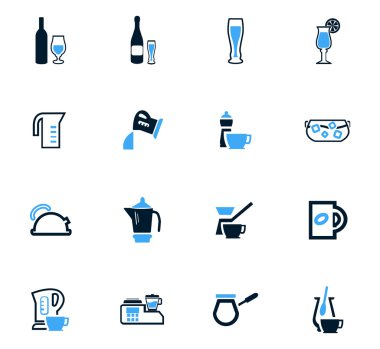 İçecekler Icons set hazırlanması için mutfak eşyaları
