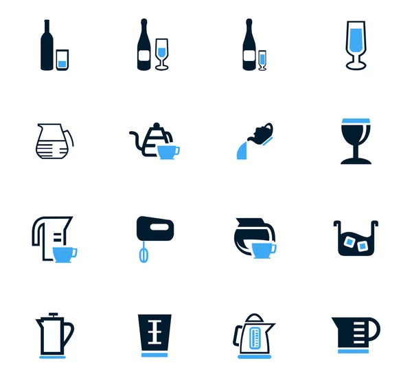 Köksredskap för beredning av drycker ikoner set — Stock vektor