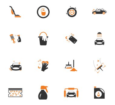 Oto yıkama duş hizmet Icons set
