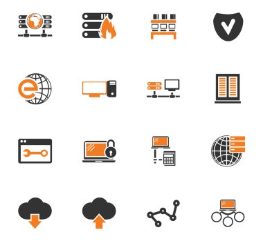 Internet, sunucu, ağ Icons set