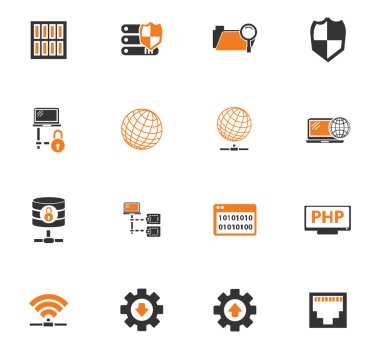 Internet, sunucu, ağ Icons set