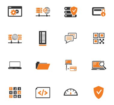 Internet, sunucu, ağ Icons set
