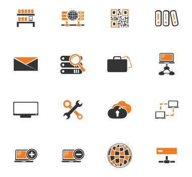 Internet, sunucu, ağ Icons set