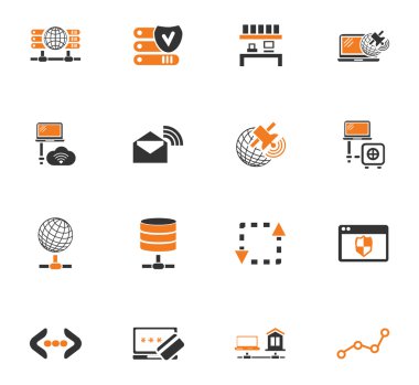 Internet, sunucu, ağ Icons set
