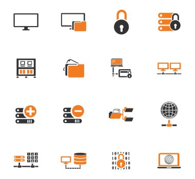 Internet, sunucu, ağ Icons set